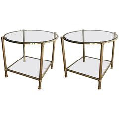Pair of French Mid-Century Modern Brass and Clear Glass Side Tables 9