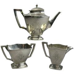 Antique Sterling Silver Empire Style Three-Piece Tea Set, circa 1920 8