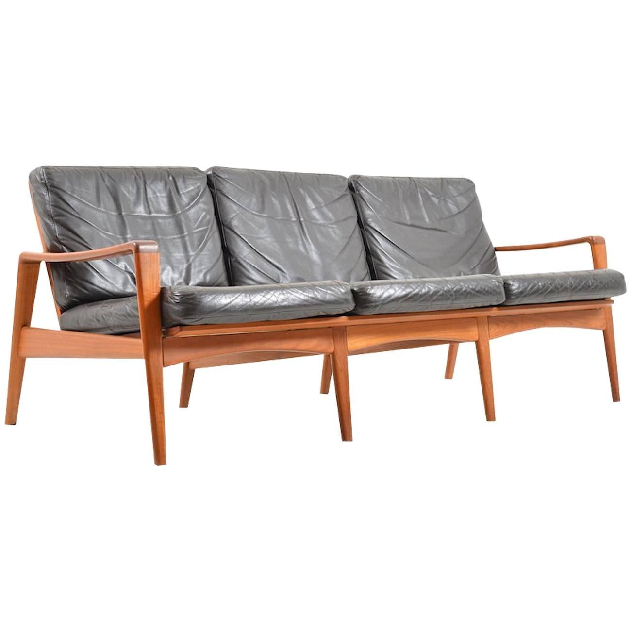 Mid Century Danish Teak Three-Seat Sofa by Arne Wahl Iversen for Komfort For Sale
