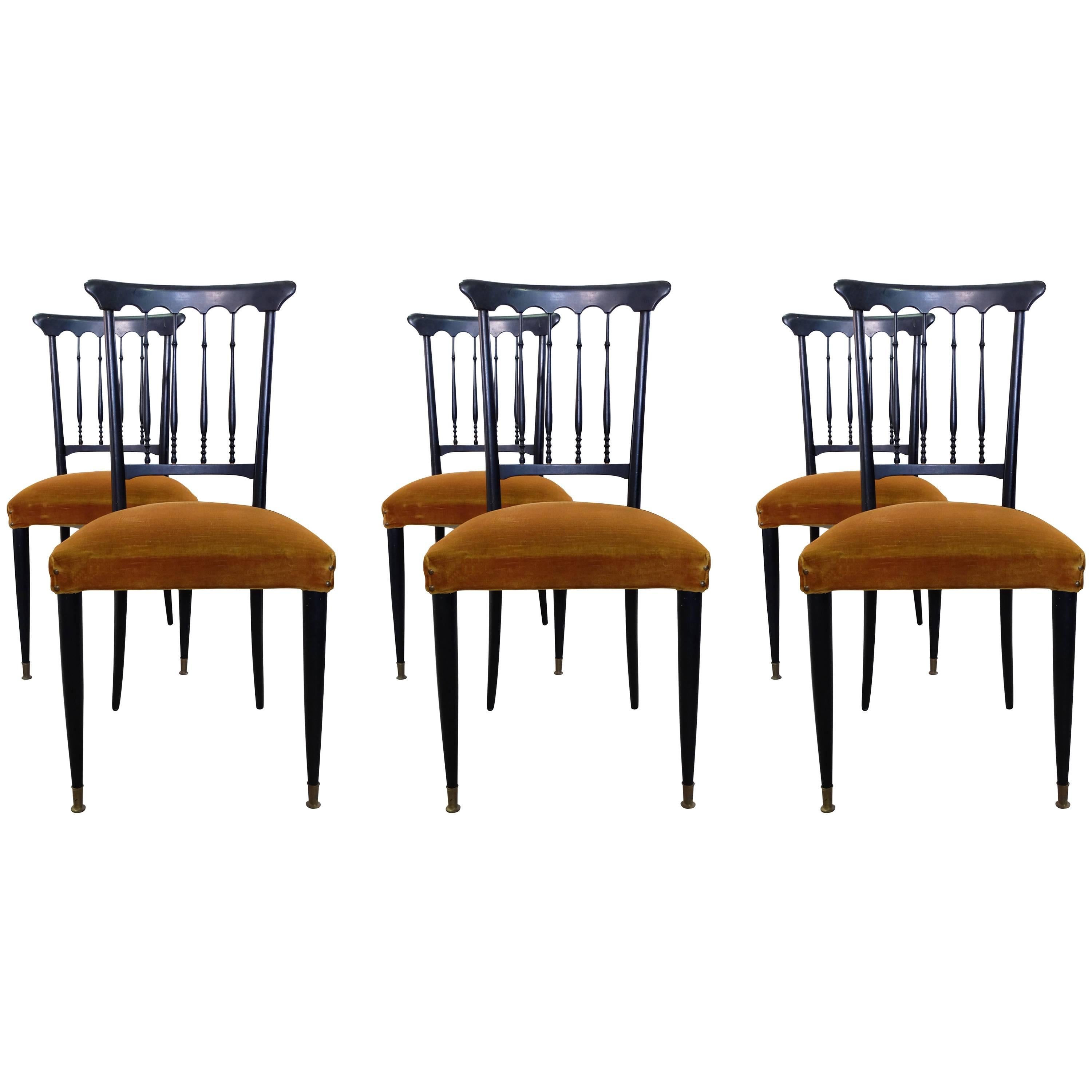 Set of Six Elegant Chiavari Chairs in Rosewood