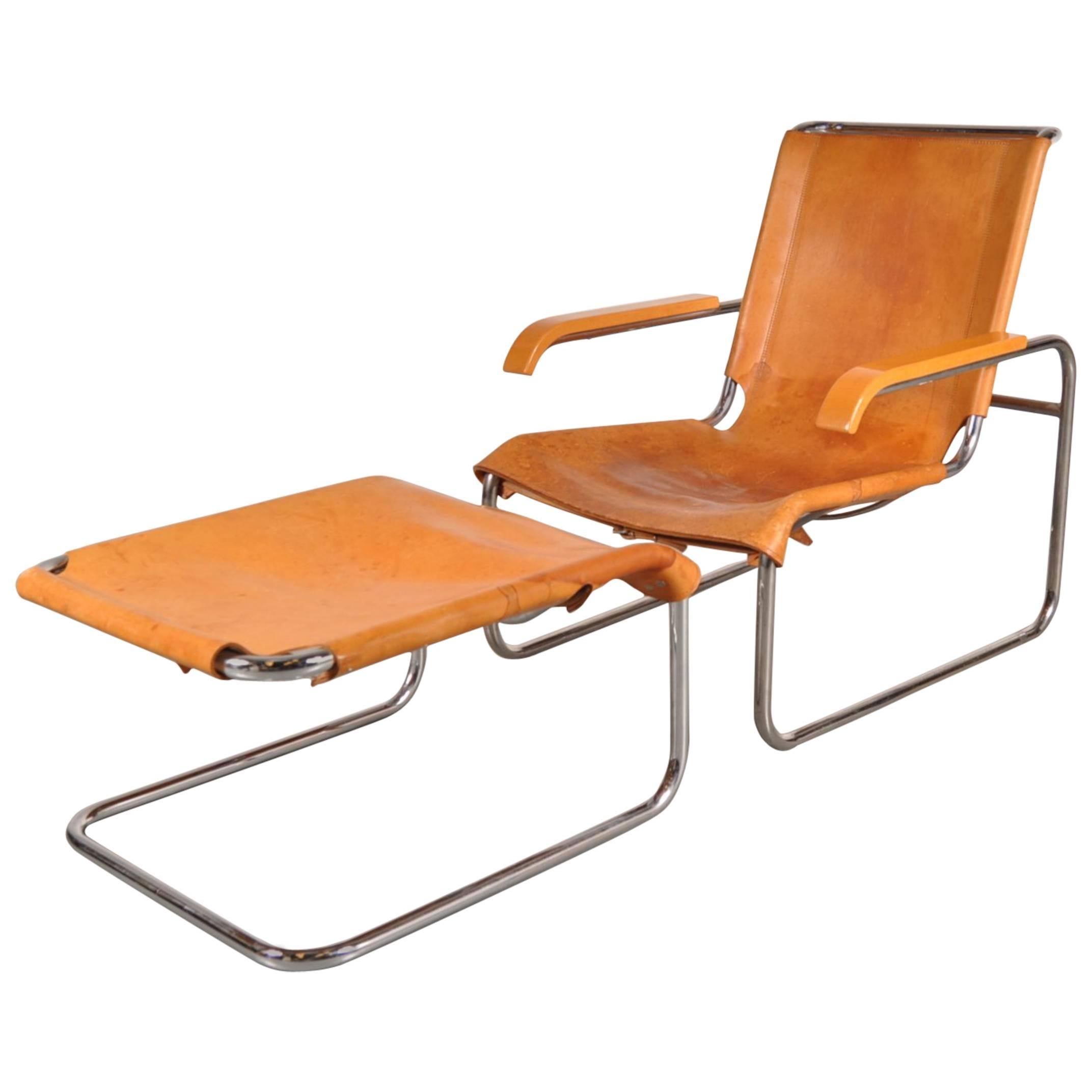 B35 Lounge Chair and Ottoman by Marcel Breuer for Thonet, Germany, 1920