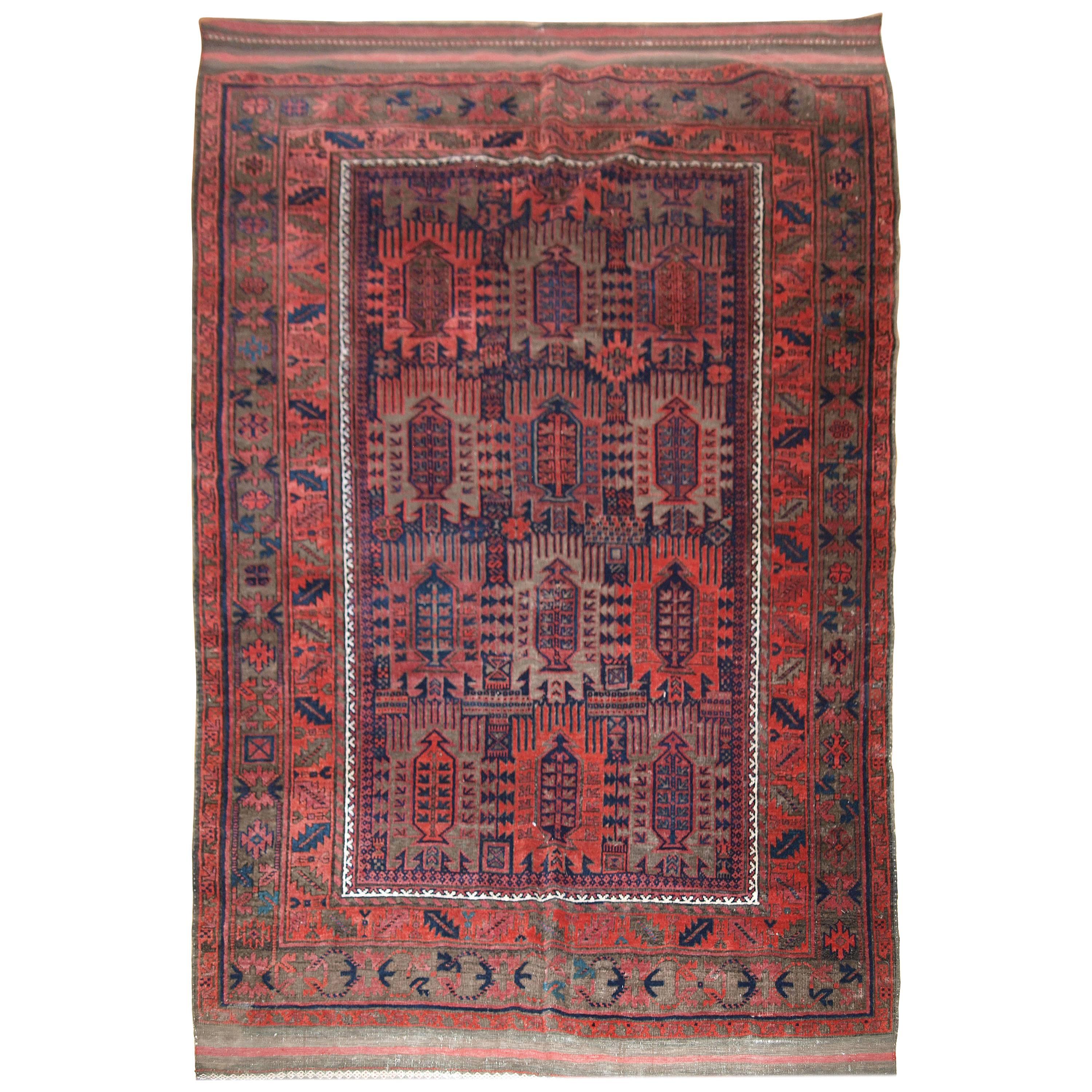 Antique Timuri Baluch Main Carpet with Classic Afghan Timuri Design, circa 1900 For Sale