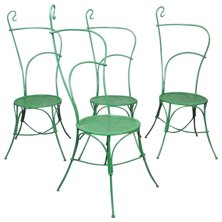 Set Of Four Art Nouveau Iron Garden Chairs For At 1stdibs Set Of Four Art Nouveau Iron Garden Chairs For