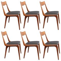 Set of Six Danish 1960s Erik Christensen Teak Boomerang Chairs