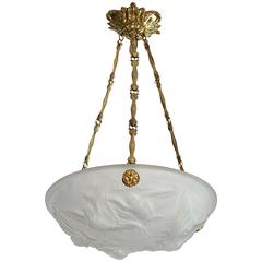 Muller Freres French Art Deco Six-Bird Pendant Chandelier, Late 1920s 12