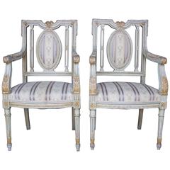 Pair of French Louis XVI Period Armchairs 5