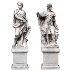 Monumental Pair of White Marble Statue of Classical Roman Figures 8
