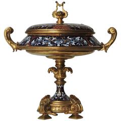 Louis XVI Style Gilt Bronze-Mounted Cloisonné Enamel Covered Centerpiece