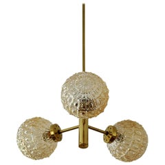 Retro Small German Brass and Glass Sputnik Pendant Light Chandelier by Richard Essig