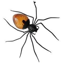 Mid-Century Italian Brutalist Spider Amber Glass Body Sconce