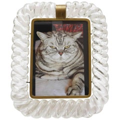 Vintage 1940s Barovier 
Toso Frame, Transparent and Lattimo Glass