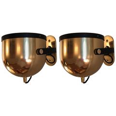 Pair of Brass Wall or Ceiling Lights by Gae Aulenti for Stilnovo