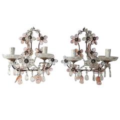 Pink Maison Baguès Style Flower Prisms Sconces