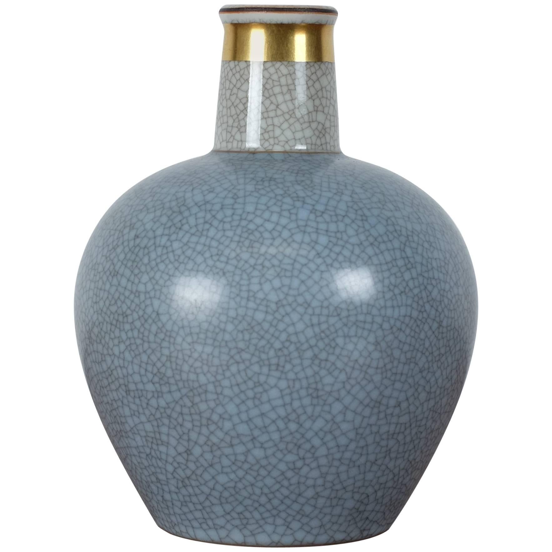 Royal Copenhagen Vase with Blue Crackle Glaze