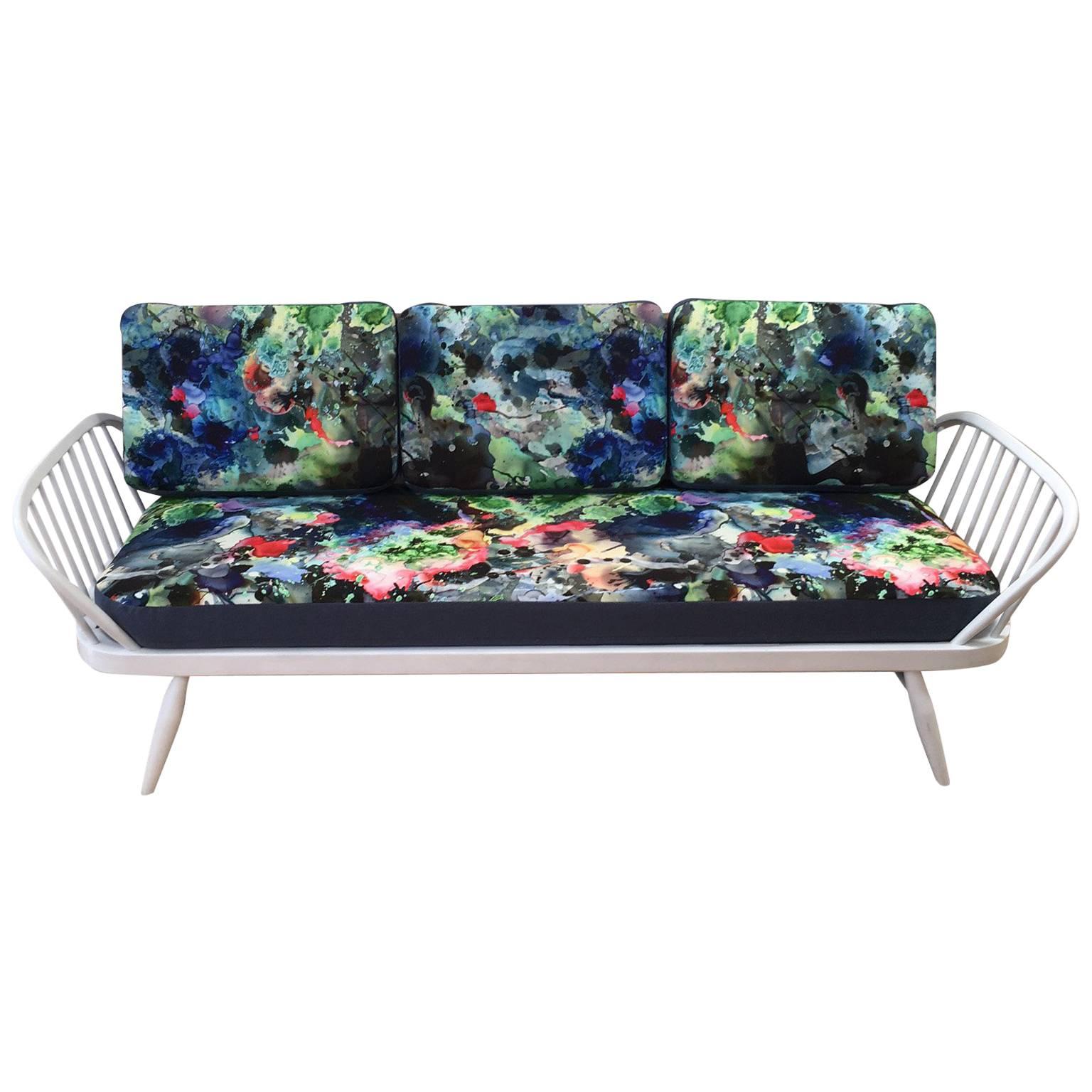 Mid-20th Century Ercol Studio Couch with Timorous Beasties Print Upholstery For Sale