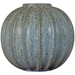 Arne Bang, Ceramic Vase, Vertical Fluted