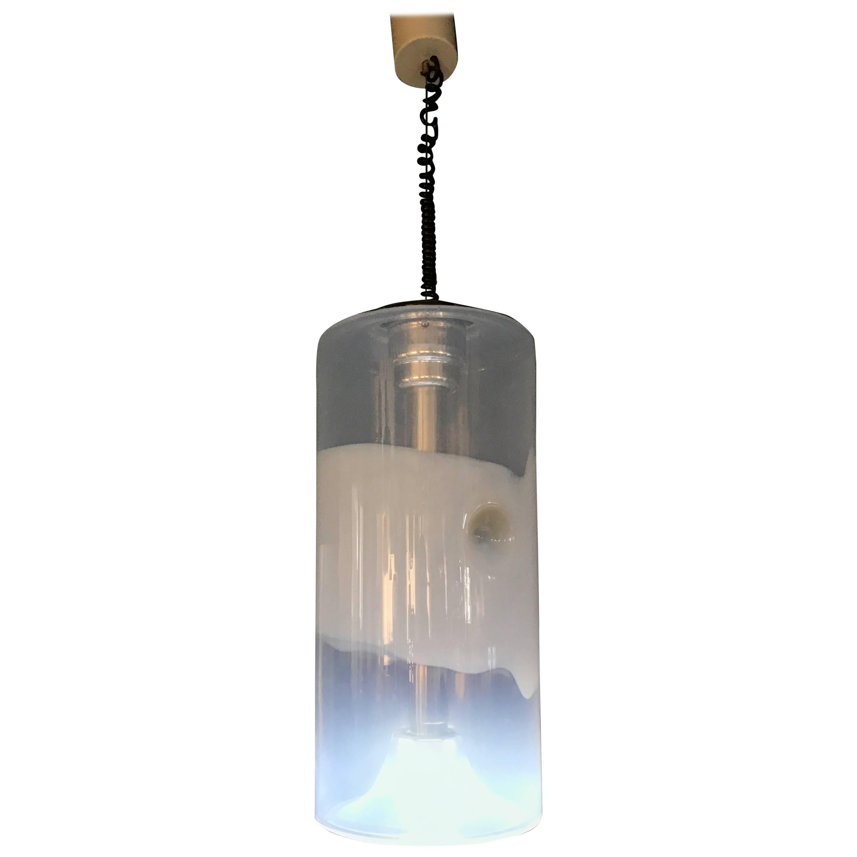 Lampe à suspension de l'ère spatiale par Sothis  en verre de Murano opalescent