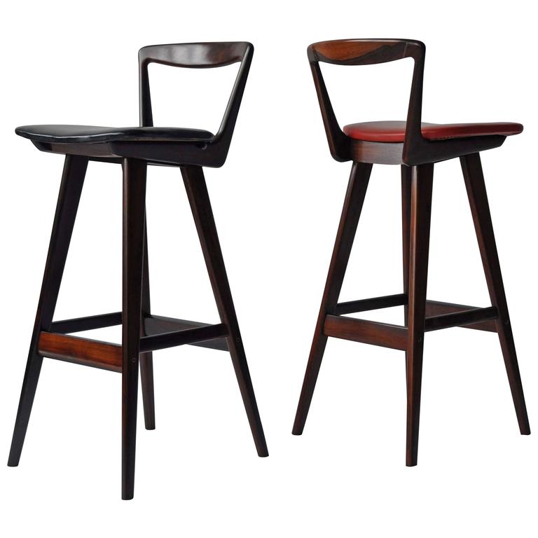 Pair Of Rosewood Bar Stools By Rosengren Hansen For At 1stdibs Pair Of Rosewood Bar Stools By Rosengren Hansen For