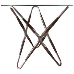 Cesare Lacca Italian Side Table Wood and Aluminium, Prototype, circa 1950