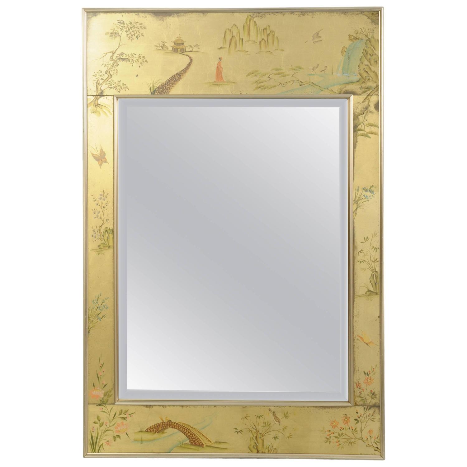 Labarge Mirrors 54 For At 1stdibs Labarge Chinoiserie Style Gold Églomisé Wall Mirror Reverse Painted Asian Signed
