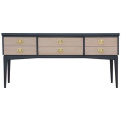 Modern Black and Bleached Two Tone Dresser or Console with Brass Hardware