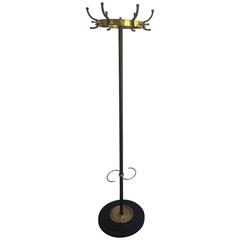 1940s French Brass and Steel Coat Rack by Jacques Adnet