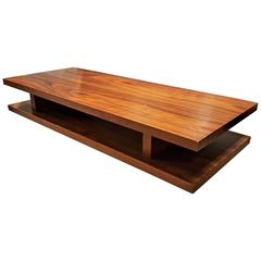 Vintage Very Large Rectangular Walnut Coffee Table with Wicked Grain, 1970s