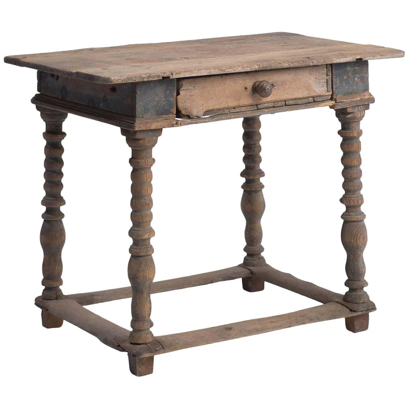 Primitive Side Table with Drawer at 1stDibs