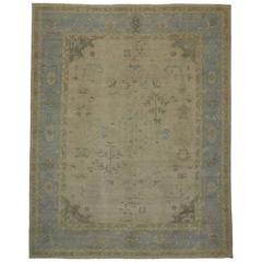 Modern Oushak Design Rug with Transitional Style in Coastal Colors Modern Oushak Design Rug with Transitional Style in Coastal Colors