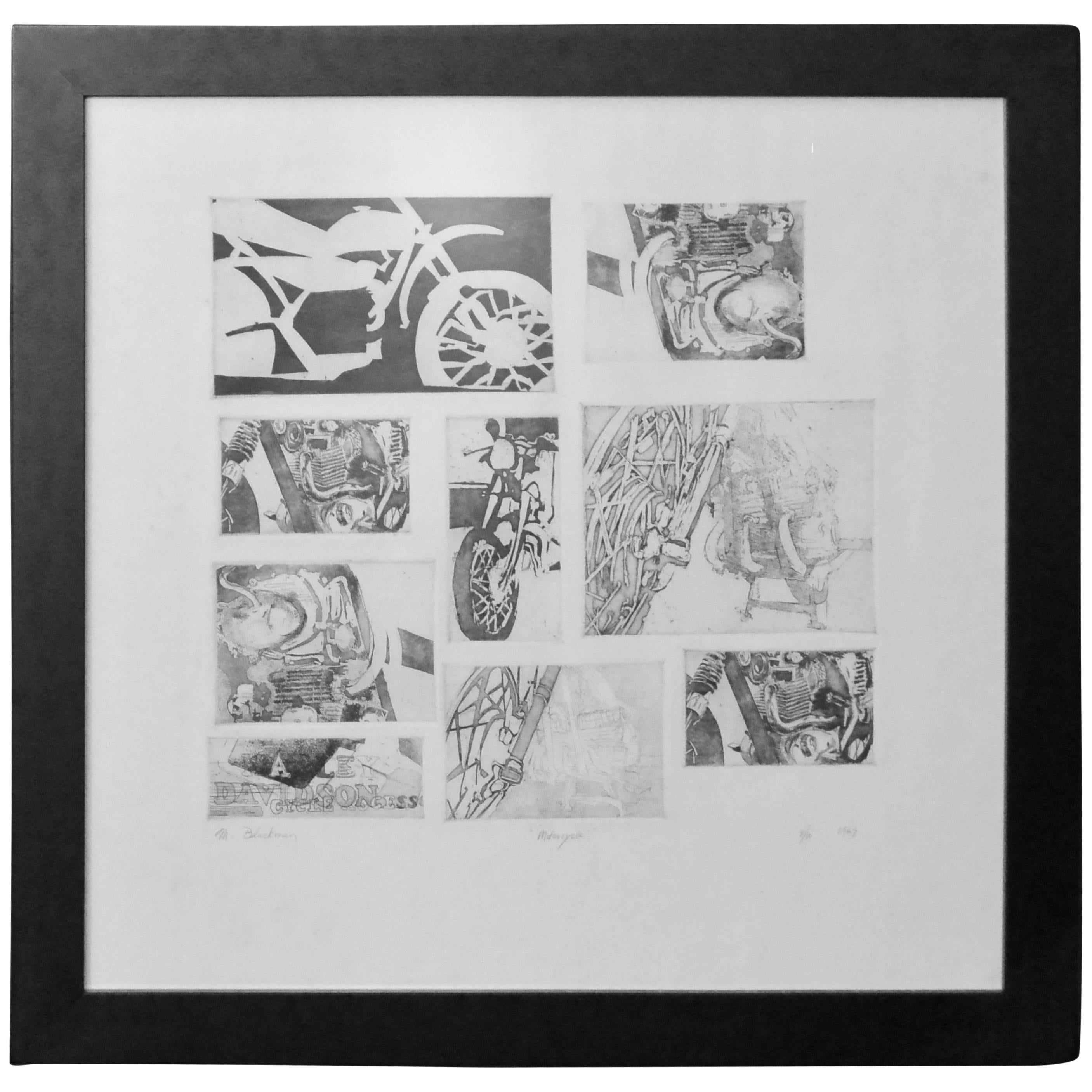  Harley Davidson Motorcycle Lithograph For Sale