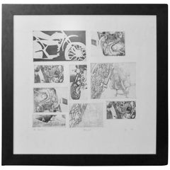  Lithographie d'une moto Harley Davidson