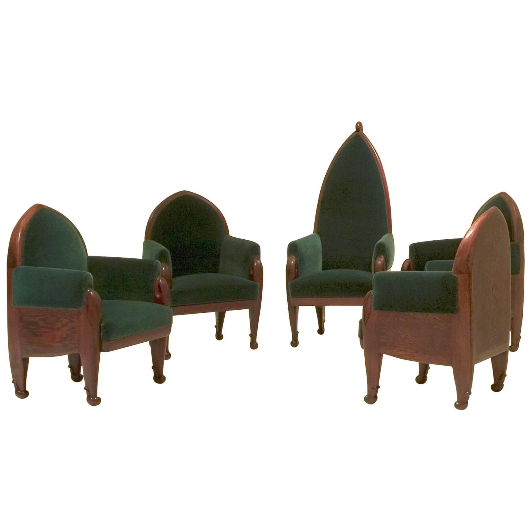 Set of Five Chairs for a Conference Room, Amsterdam School For Sale