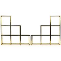 Italian Modern Brass and Glass Shelves by Romeo Rega