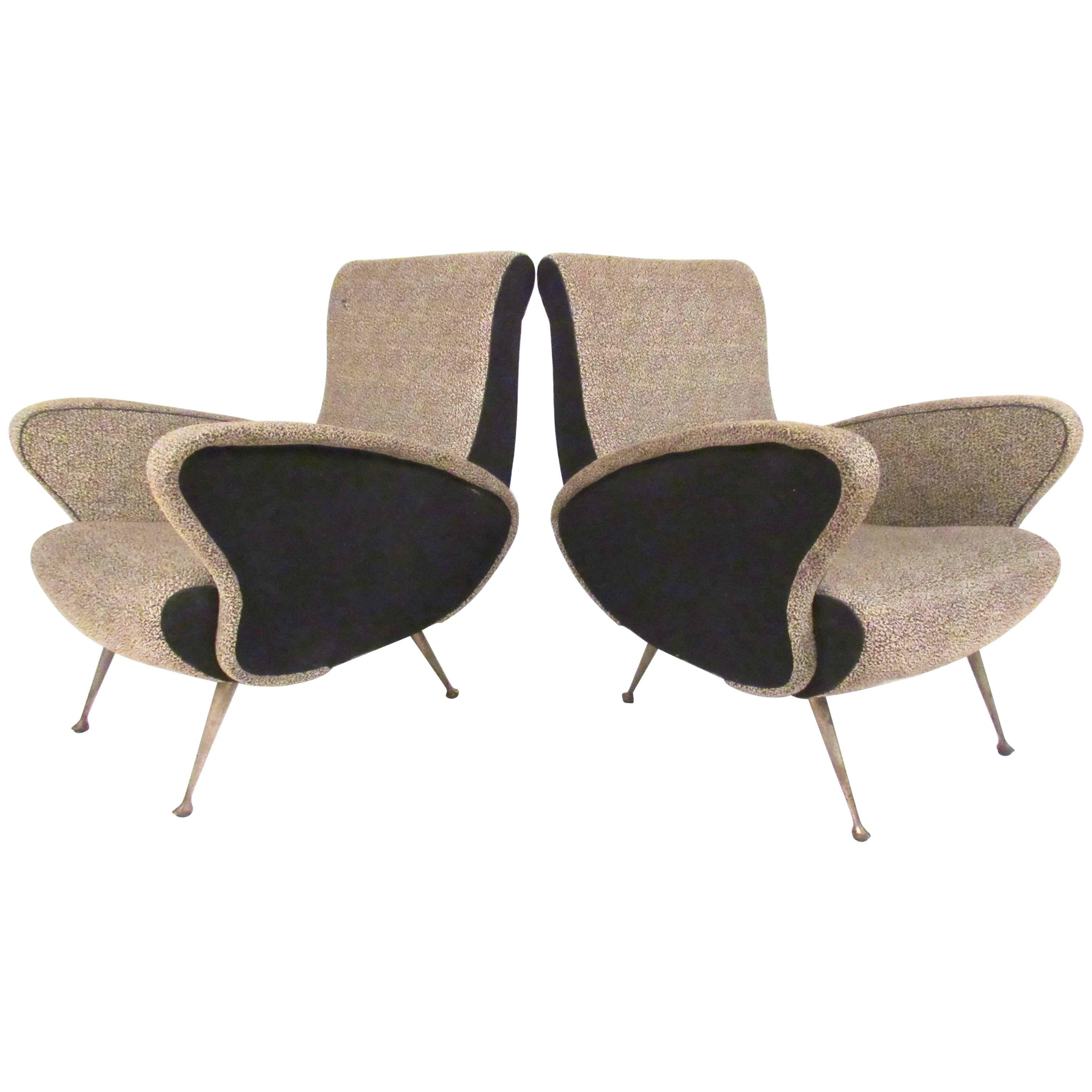 Pair of Italian Modern Sculptural Lounge Chairs For Sale