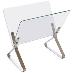 Glass and Chrome Magazine Rack by Raymor 1