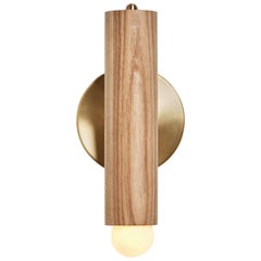 Workstead Lodge Sconce in Natural Oak and Brass 