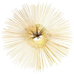 Brutalist Golden Radiating Sunburst with Spoke Centre Wall Sculpture