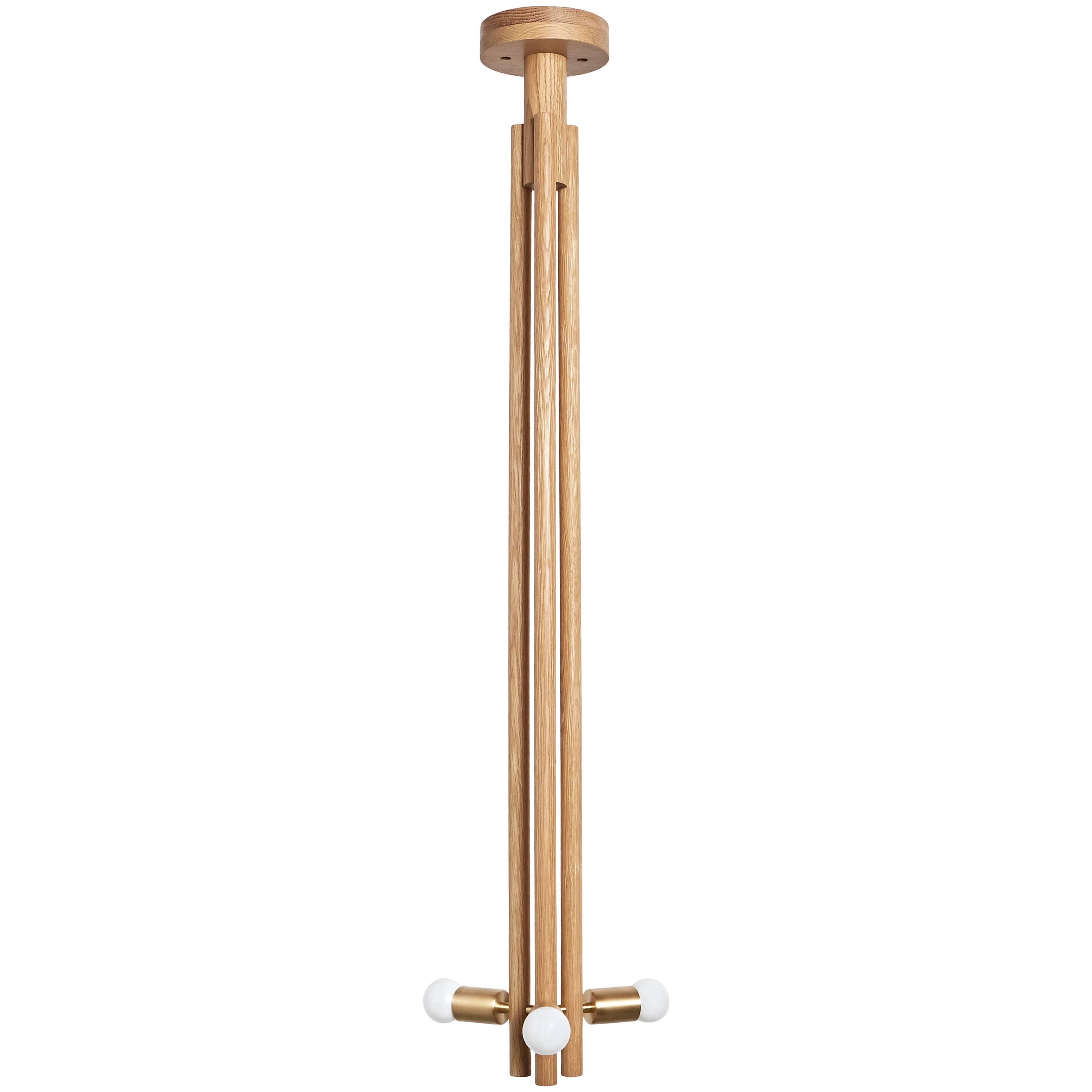 Workstead Lodge Pendant in Natural Oak and Hewn Brass