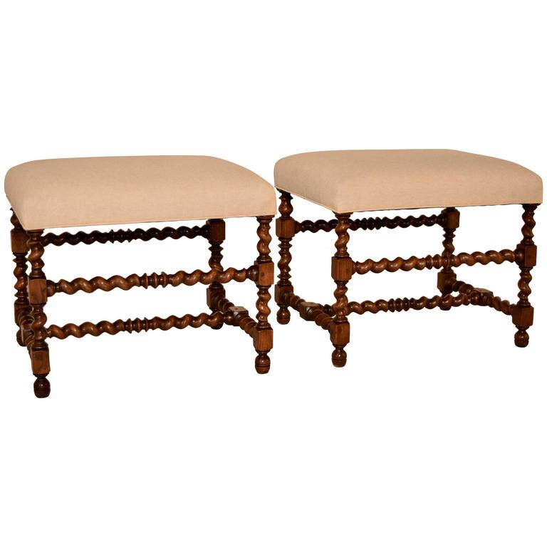 19th Century Pair of Upholstered Ottomans For Sale at 1stdibs