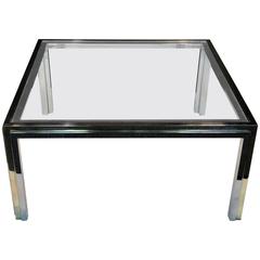 Modernist Chrome and Brass Coffee Table in the Manner of Pierre Cardin