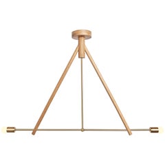 Workstead Lodge Chandelier Two in Natural Oak and Brass 