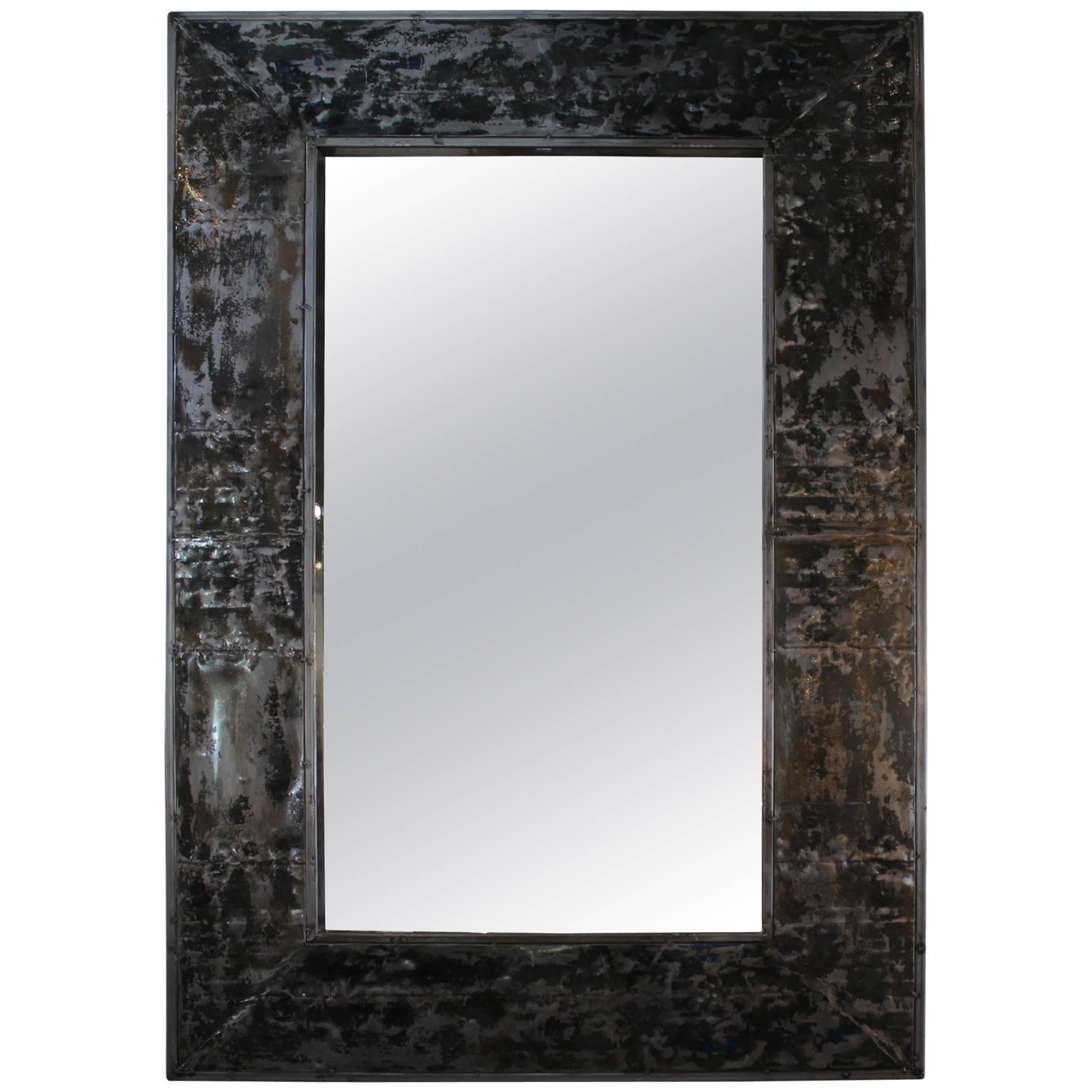 Mirror Frame Crafted from Reclaimed Painted Zinc