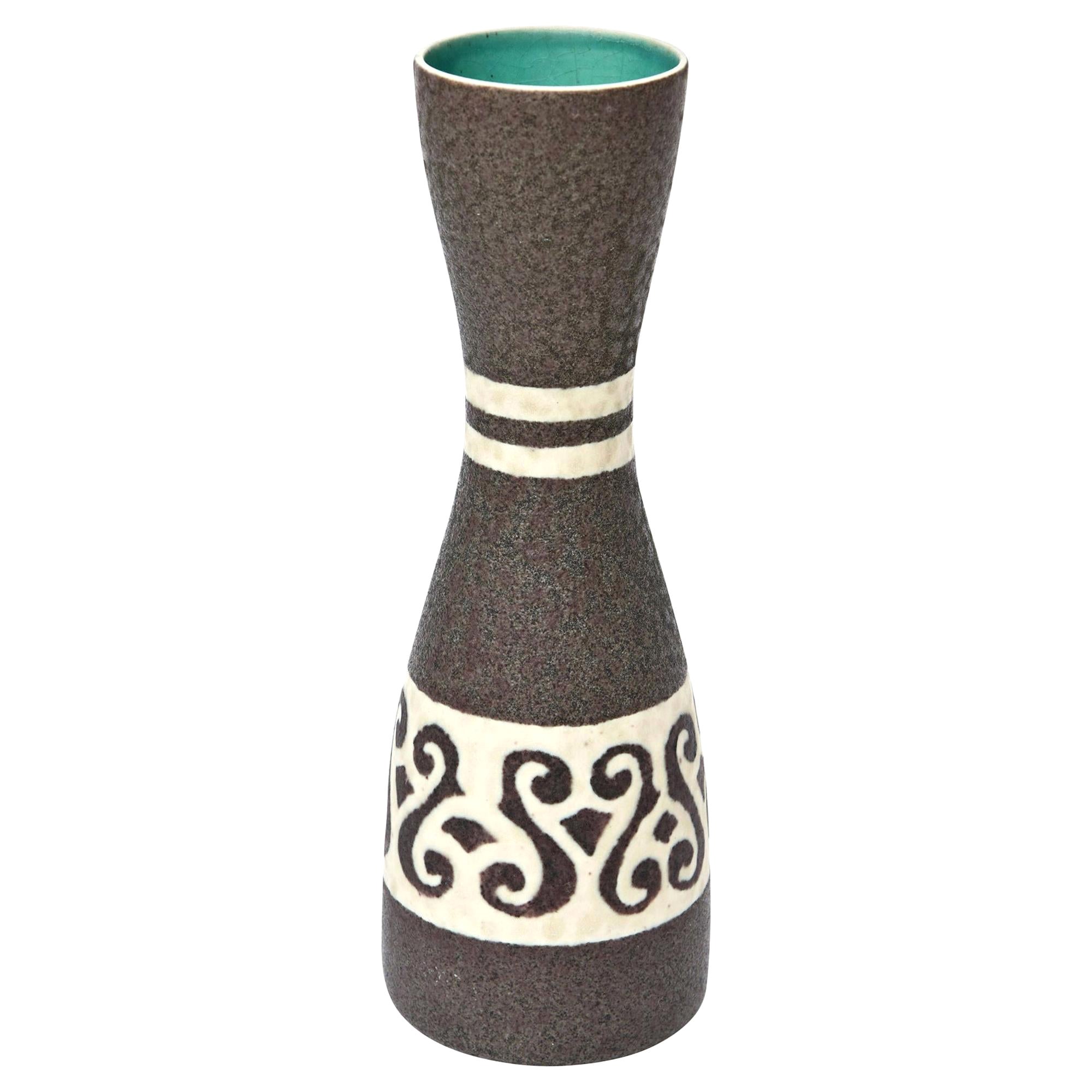 Austrian Grey and off White Glazed Ceramic Vase or Vessel Mid-Century Modern