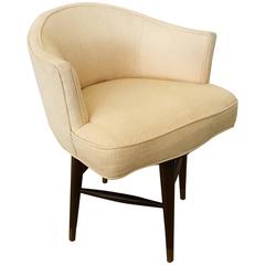 Dark Walnut and Brass Swivel Chair by Edward Wormley