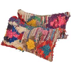 Custom Pillows Cut from a Vintage Hand Loomed Moroccan Rug, Atlas Mountains Custom Pillows Cut from a Vintage Hand Loomed Moroccan Rug, Atlas Mountains