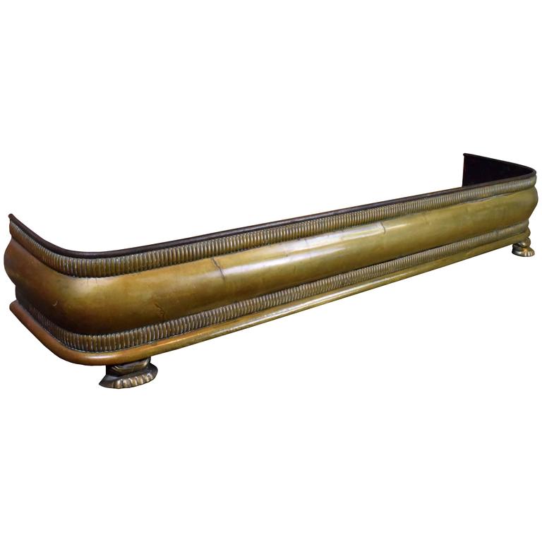 Elegant Cast Brass Fireplace Fender with Lion Feet, circa 1900 at 1stDibs