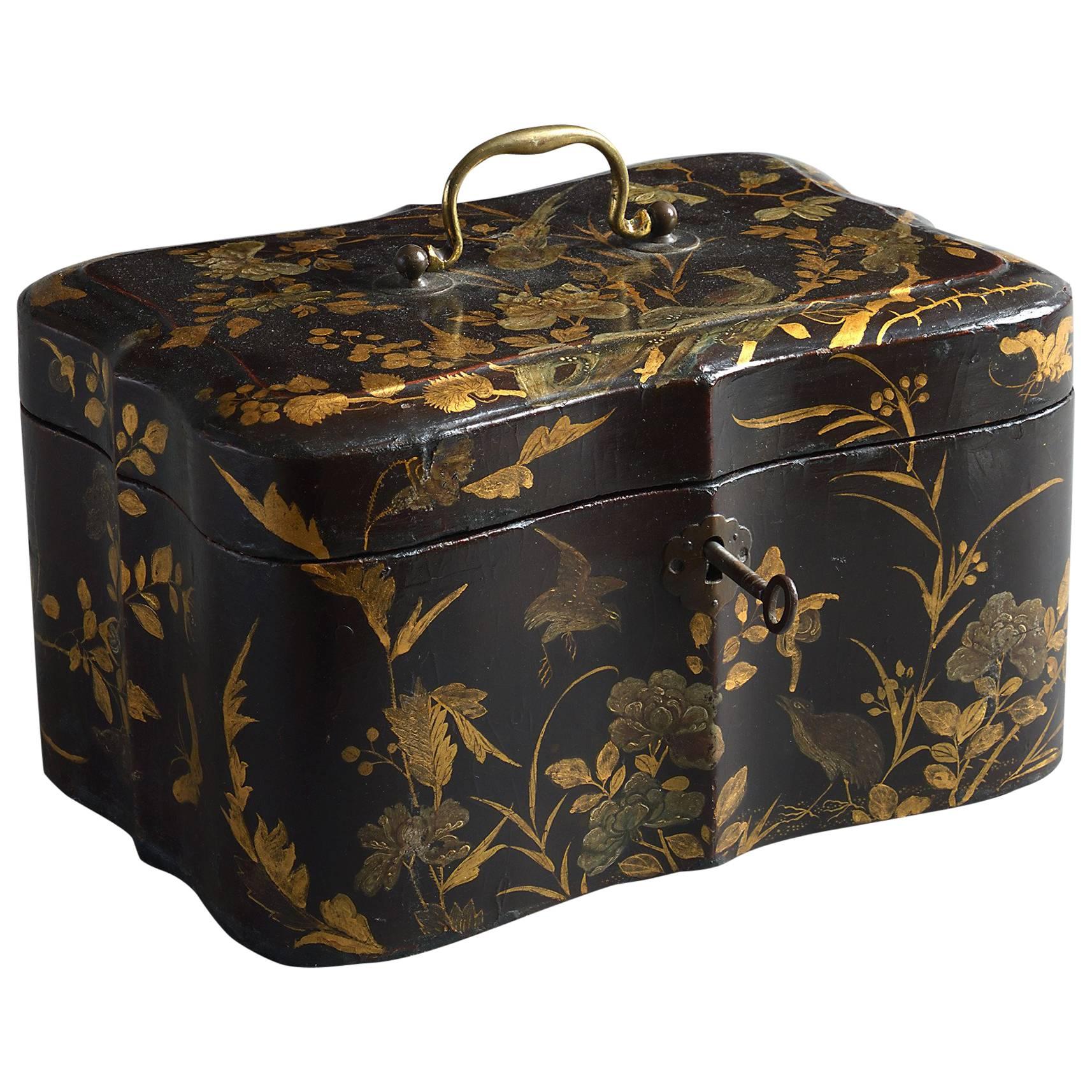 18th Century Chinese Export Black Lacquer Casket