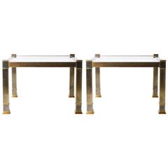 Pair of Brass Mastercraft Side Tables with Glass Tops, circa 1960 6