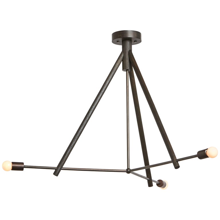 Workstead Lodge Chandelier Three in Oxidized Ash and Blackened Steel  For Sale