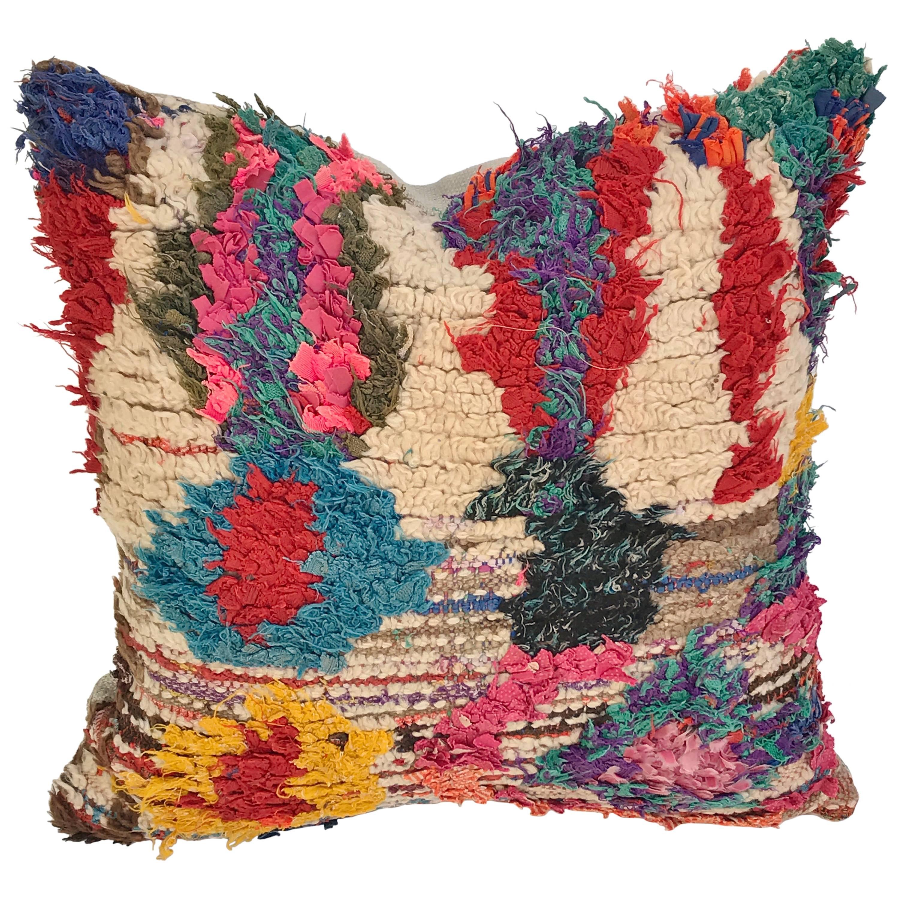 Custom Pillow Cut from a Vintage Hand-Loomed Moroccan Berber Rug